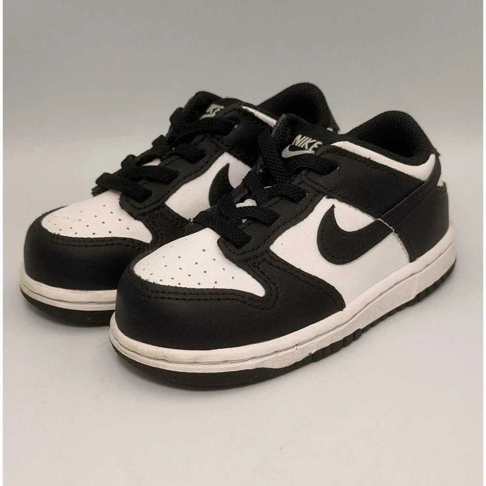 Nike Dunk Low Panda Black White Toddler Size 8C CW1589-100 Kids Sneakers